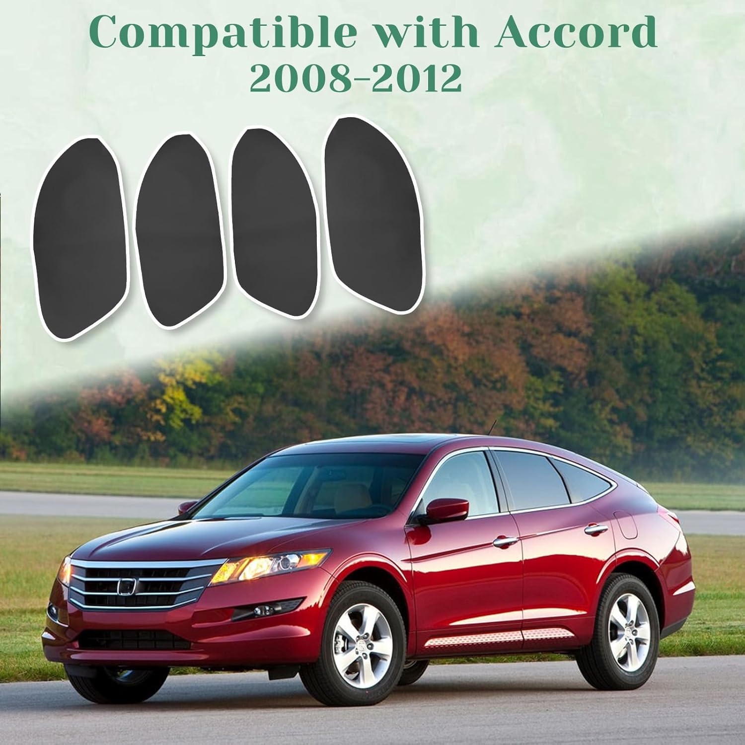 4PCS Door Panel Armrest Cover Replacement Compatible with Honda Accord 2008-2012 Sedan EX/EX-L/LX/LX-P/SE Front and Back Leather Arm Rest Replaced Skin Upholstery Black (Only Leather Part)