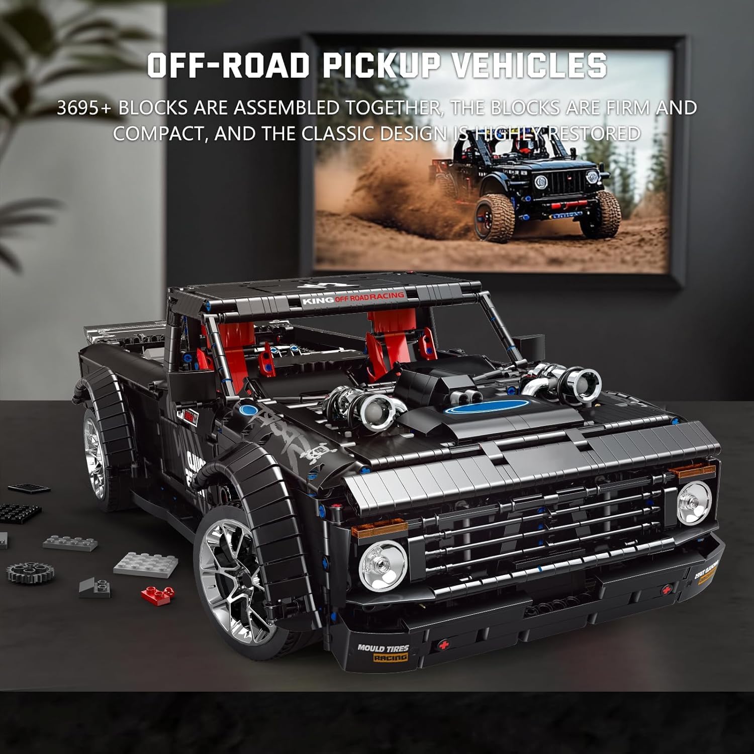 Mould King 13082 Pickup Truck Block Kits Model, MOC Building Blocks Set to Build, Gift for Age 14+/Adult Collections Enthusiasts(3695 Pieces, with Motor/APP Remote Control) - Image 2