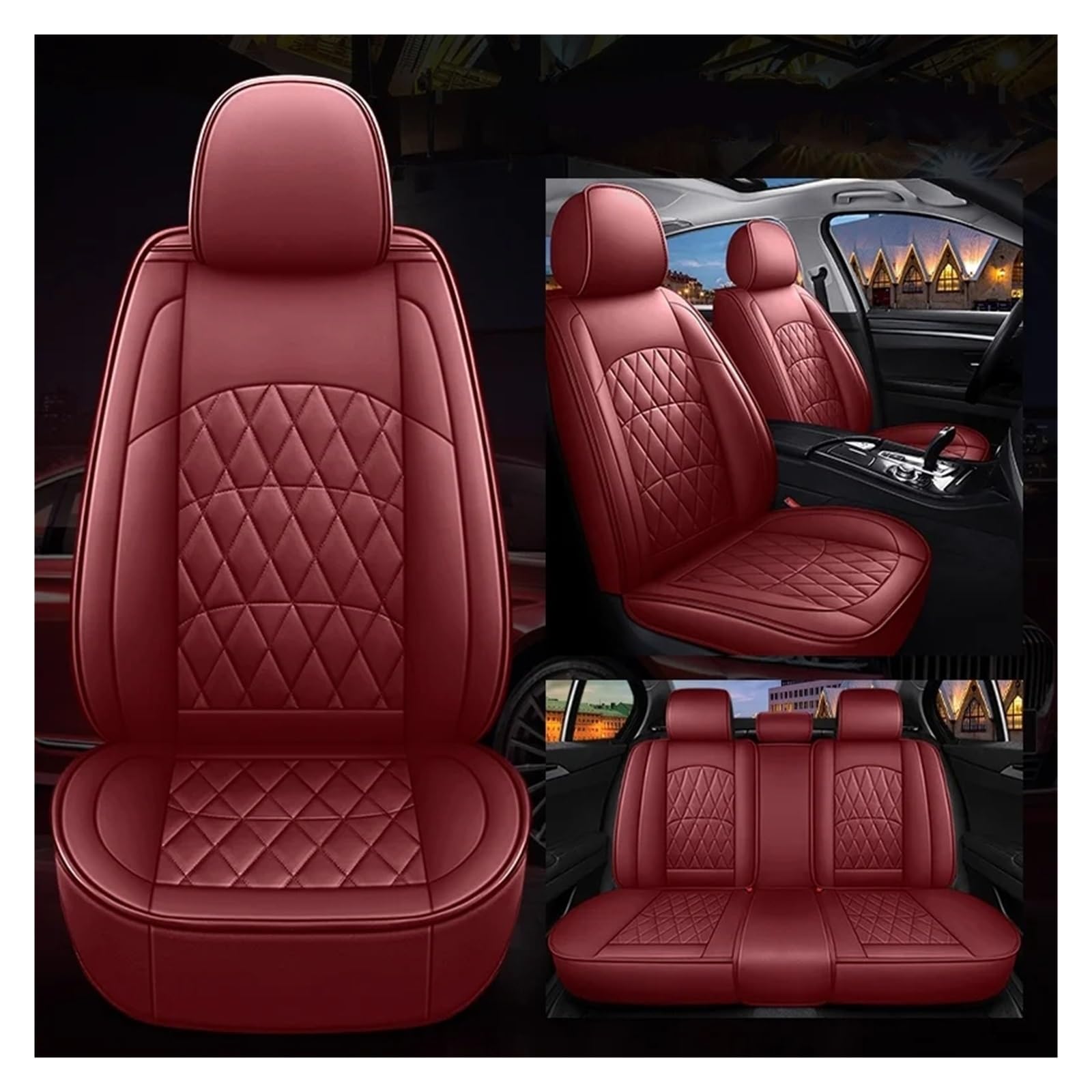 SWEPER Copri Seggiolino Auto Per Land per Rover per Range per Rover Sport per Freelander/Coprisedile per auto stile universale/protezione per sedile Coprisedile Auto(Red 5 Seats a)