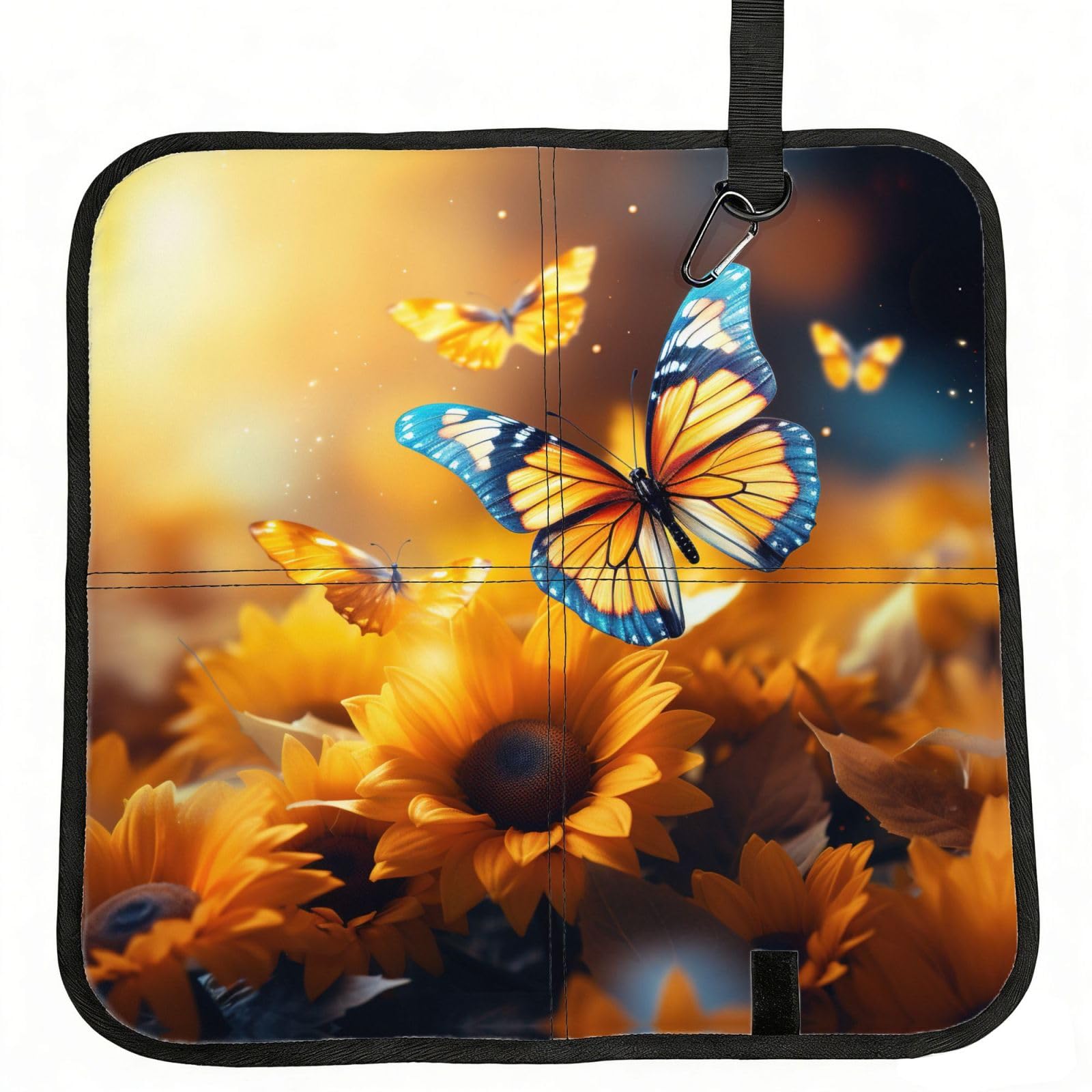 YGLHBDPBF Sunflower with Butterfly Print Camping seat cushion,Foldable Sitting Pads,Save Backpack Space for Hiking