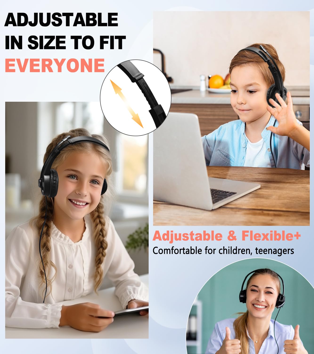 10-Pack Bulk Headphones with Microphone for Classroom - Dettaglio