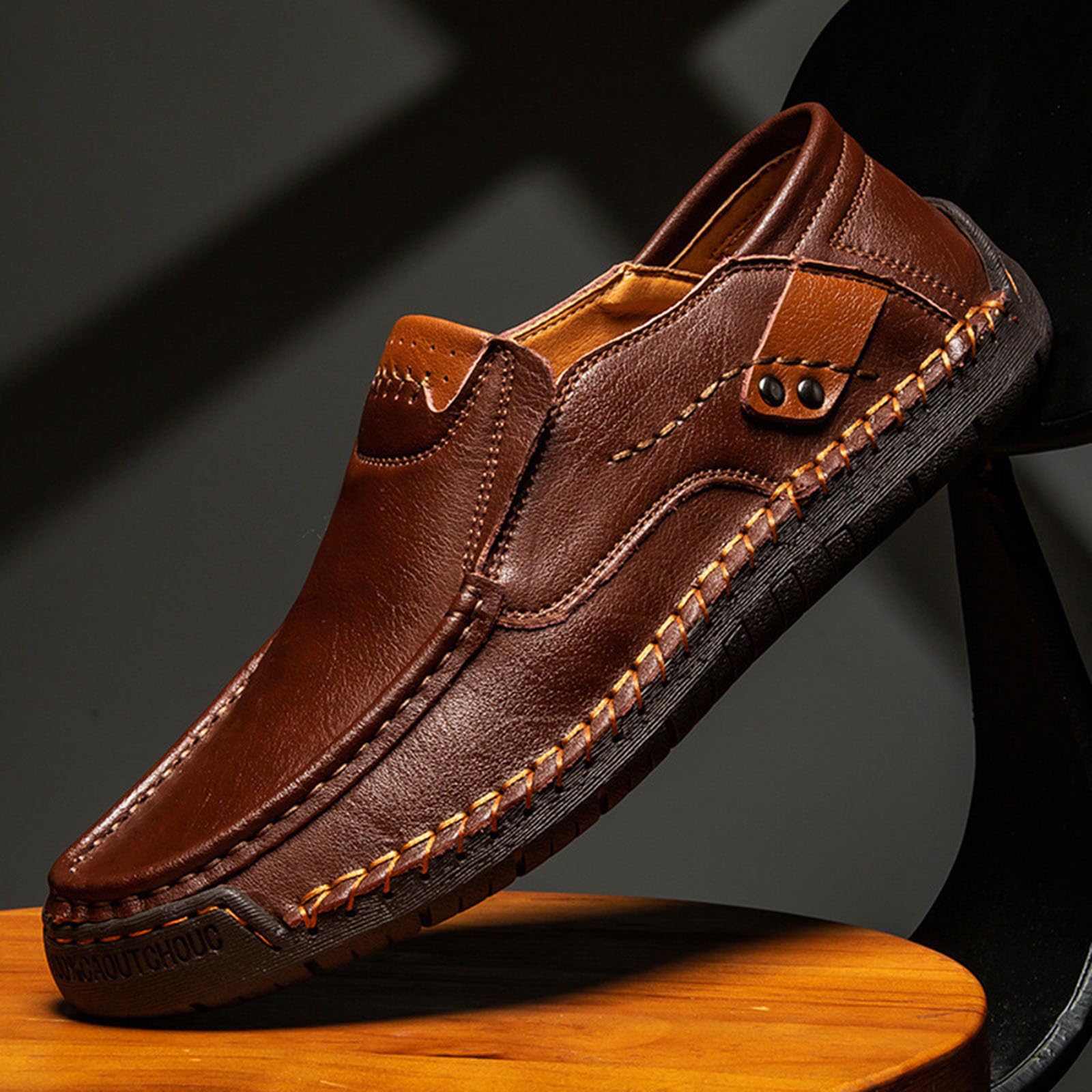 2026 Men's Casual Shoes - Produkttitel Paar Stil Handgemachte Herren Outdoor Freizeitschuhe EIN Fuß Flache Lederschuhe Frühling Low Top Plus Große Größe LeFu Rindsleder