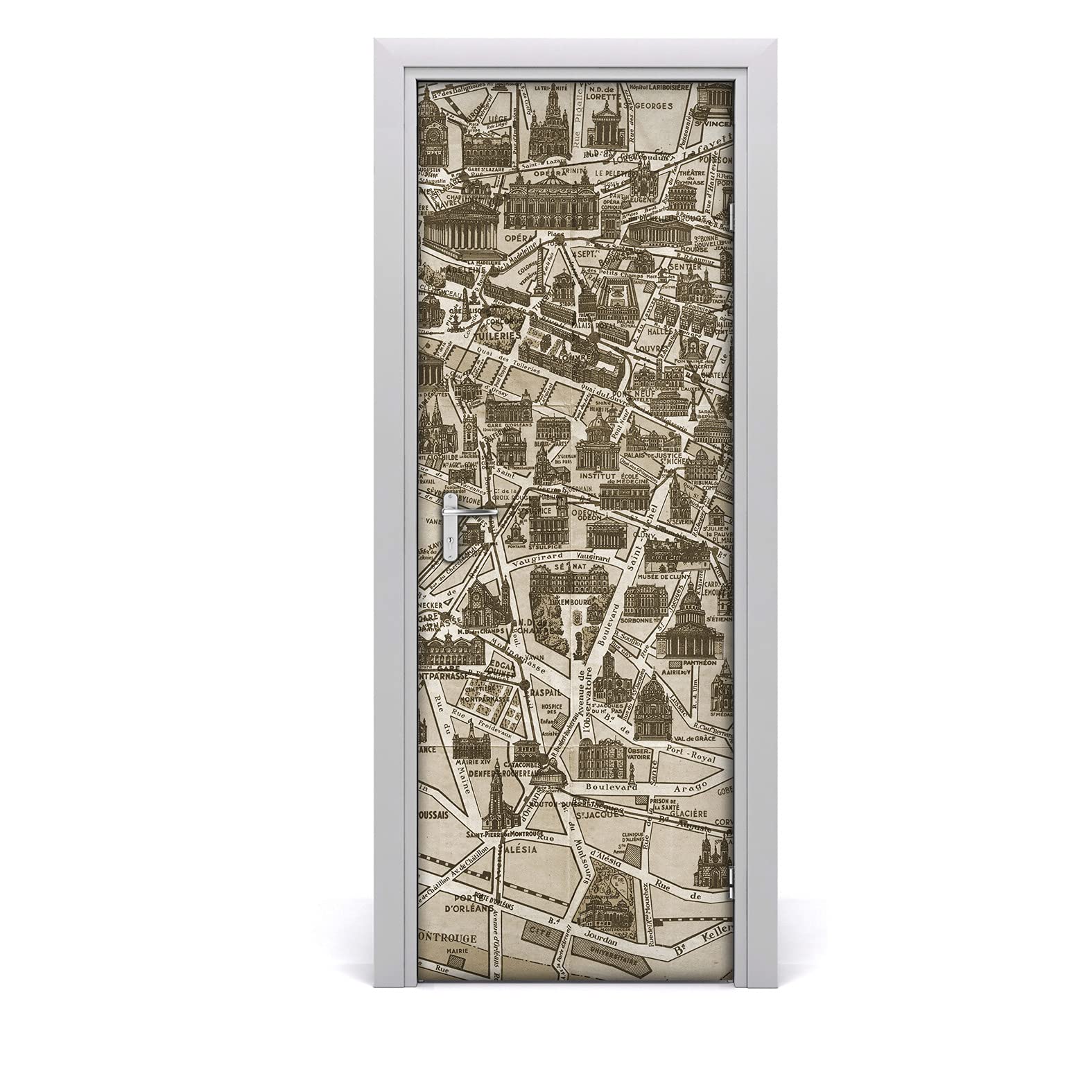 Mural autoadhesivo para puerta lavable Coloray mapa de Versalles 70x200 protector DIY