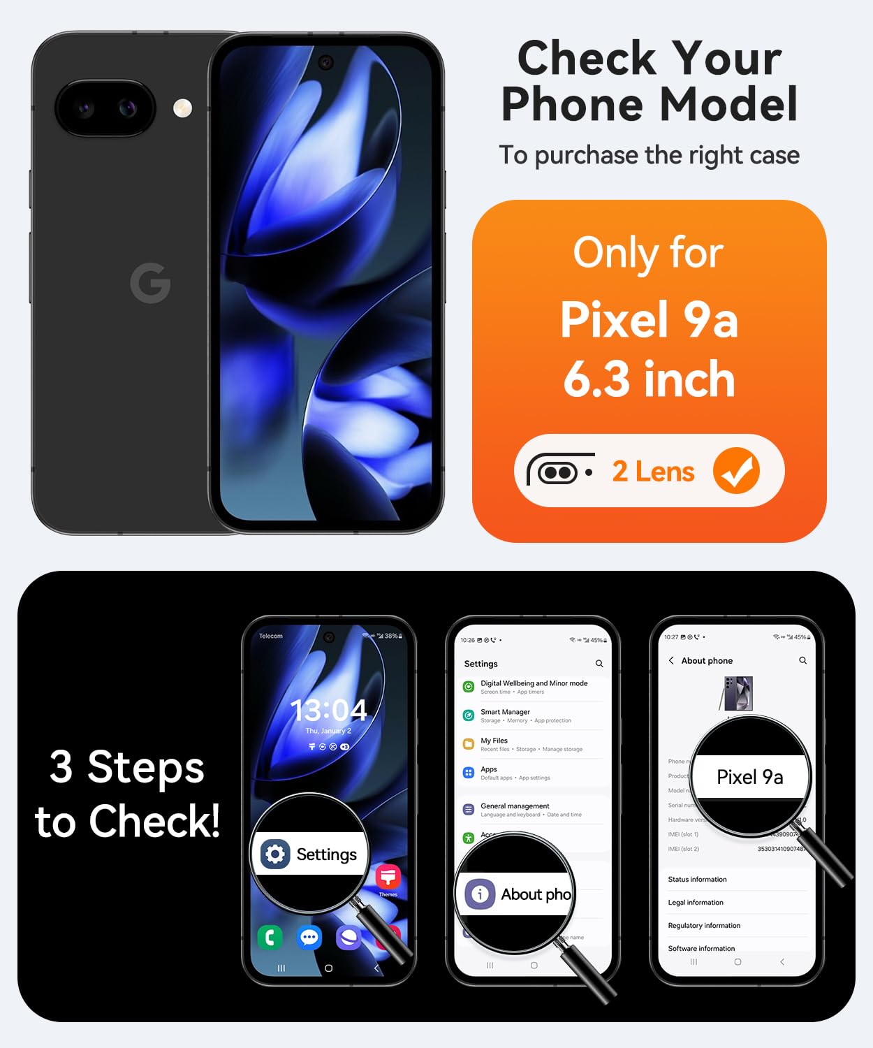 CANSHN Magnetica Cover per Google Pixel 9a (6.3 Pollici), [Protezione Completa Della Fotocamera] Custodia Traslucida Opaca Protettiva Sottile Antiurto,Nero