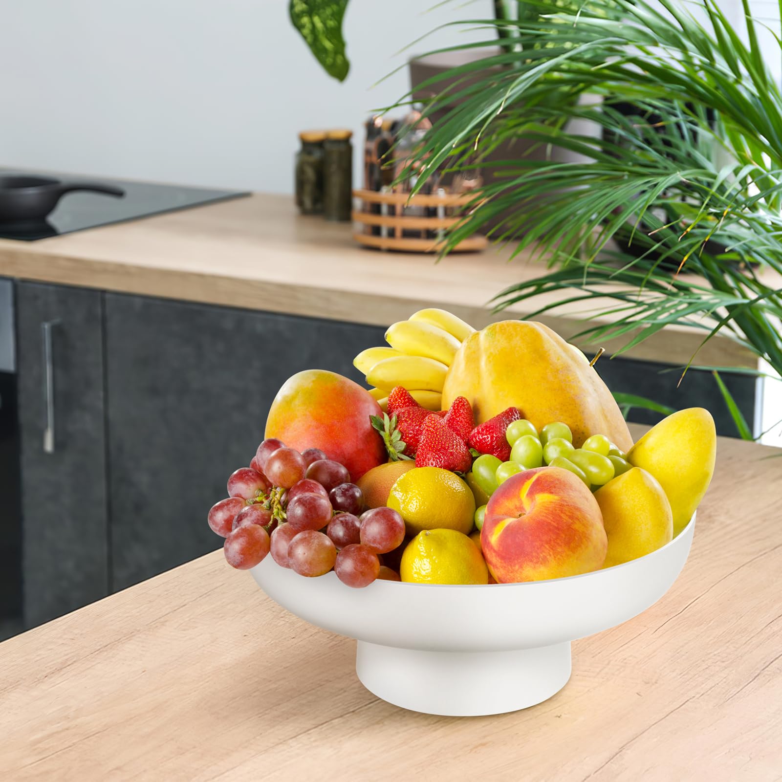 BESTonZON 2 Stück Obstschale mit Fuß Obstschale mit Fuß Süßigkeiten Serviertablett Obstkorbhalter aus Kunststoff Obstkorb