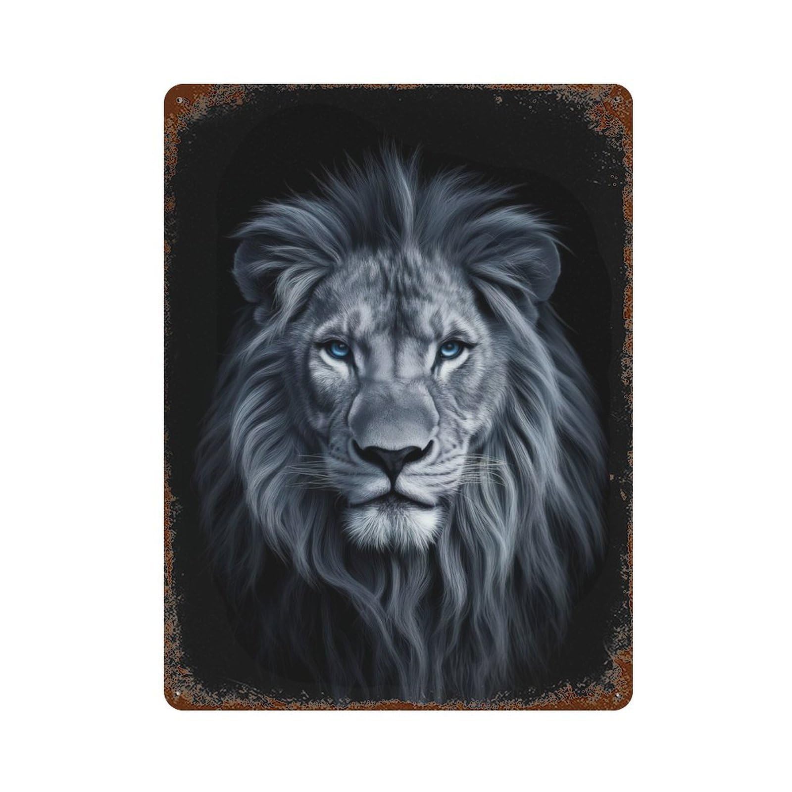 Lion Animals Distressed Metal Wall Sign 15.7"x11.8", Rustic Home Decor for Farmhouse, Kitchen And Entryway Decor