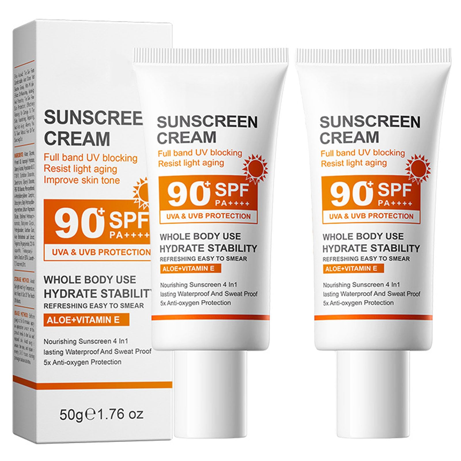 Sunscreen SPF 90, Sun Screen Protector for Face and Body, Long-Lasting Spectrum Sunscreen UVA/UVB Protection, Waterproof & Sweat-Proof, Non-Greasy Lightweight Moisturizing Skin