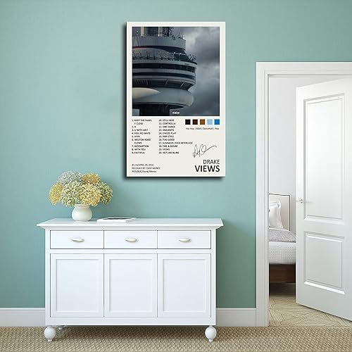 Miniatura 4 de YGULC Drake - Póster con diseño de vistas, diseño de álbum de música, edición limitada, póster de lienzo para decoración de pared, pintura para sala