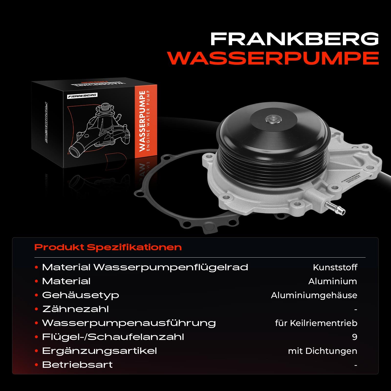 Frankberg Pompa acqua Pompa refrigerante Compatibile con Classe E T-Model S212 Classe C W205 Classe C T-Model S205 GLC X253 GLC Coupé Replace# 6512005101