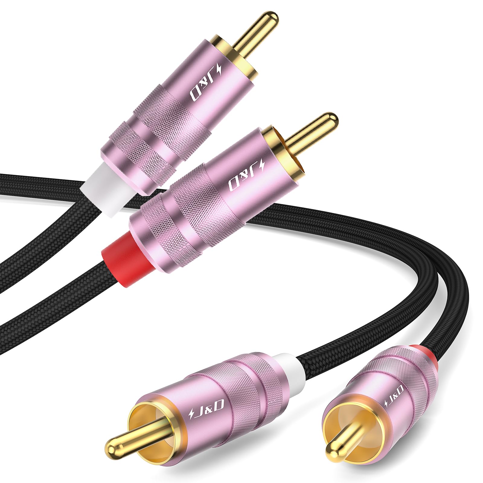 Cavo Audio Stereo 2 RCA Maschio A 2 RCA Maschio - 4 Metri, Intrecciato In Nylon, Connettori Placcati Oro - 4