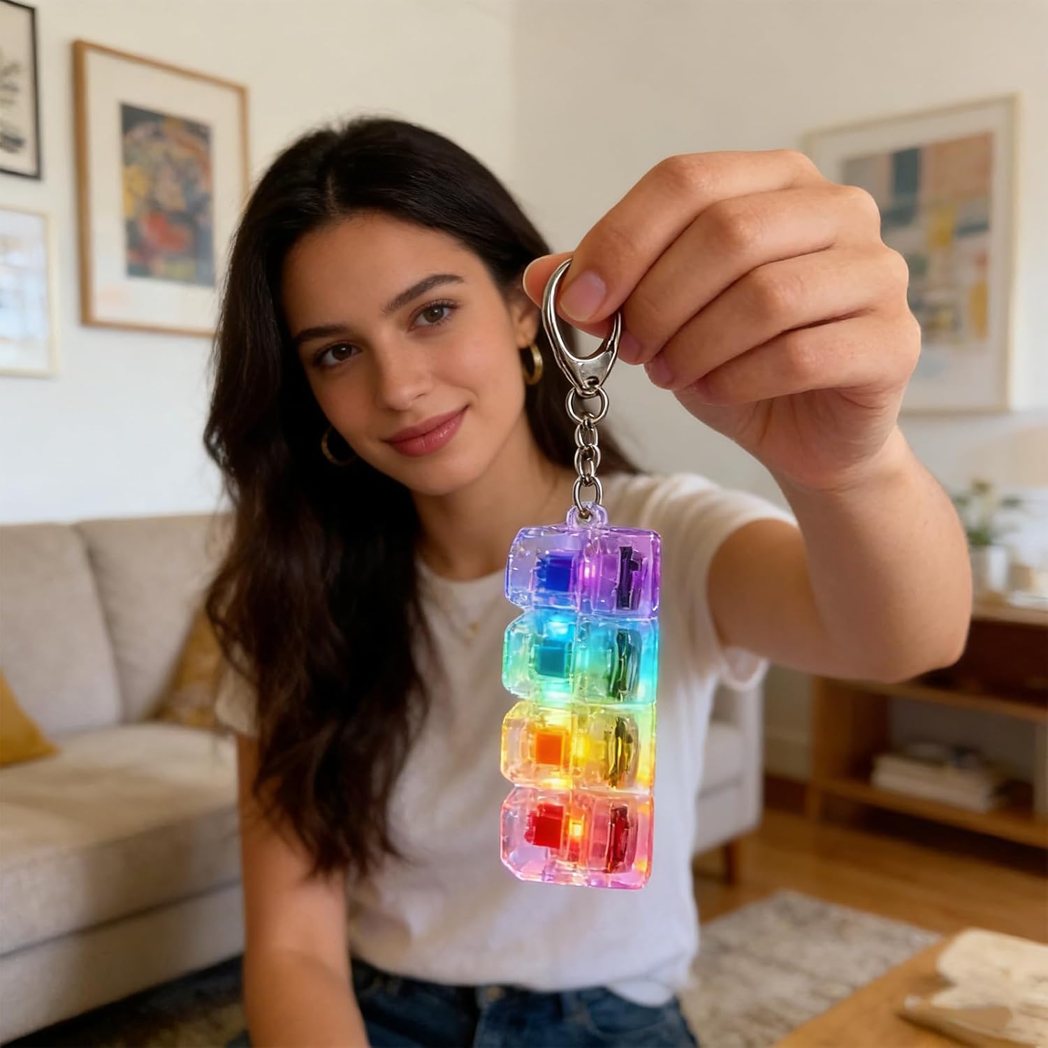 Anti-Stress, Anti-Stress Keyboard, Door 4 Buttons Light, Anti-Stress Keyboard, Mini Keyboard, Anti-Stress Toy for Adults (#B)