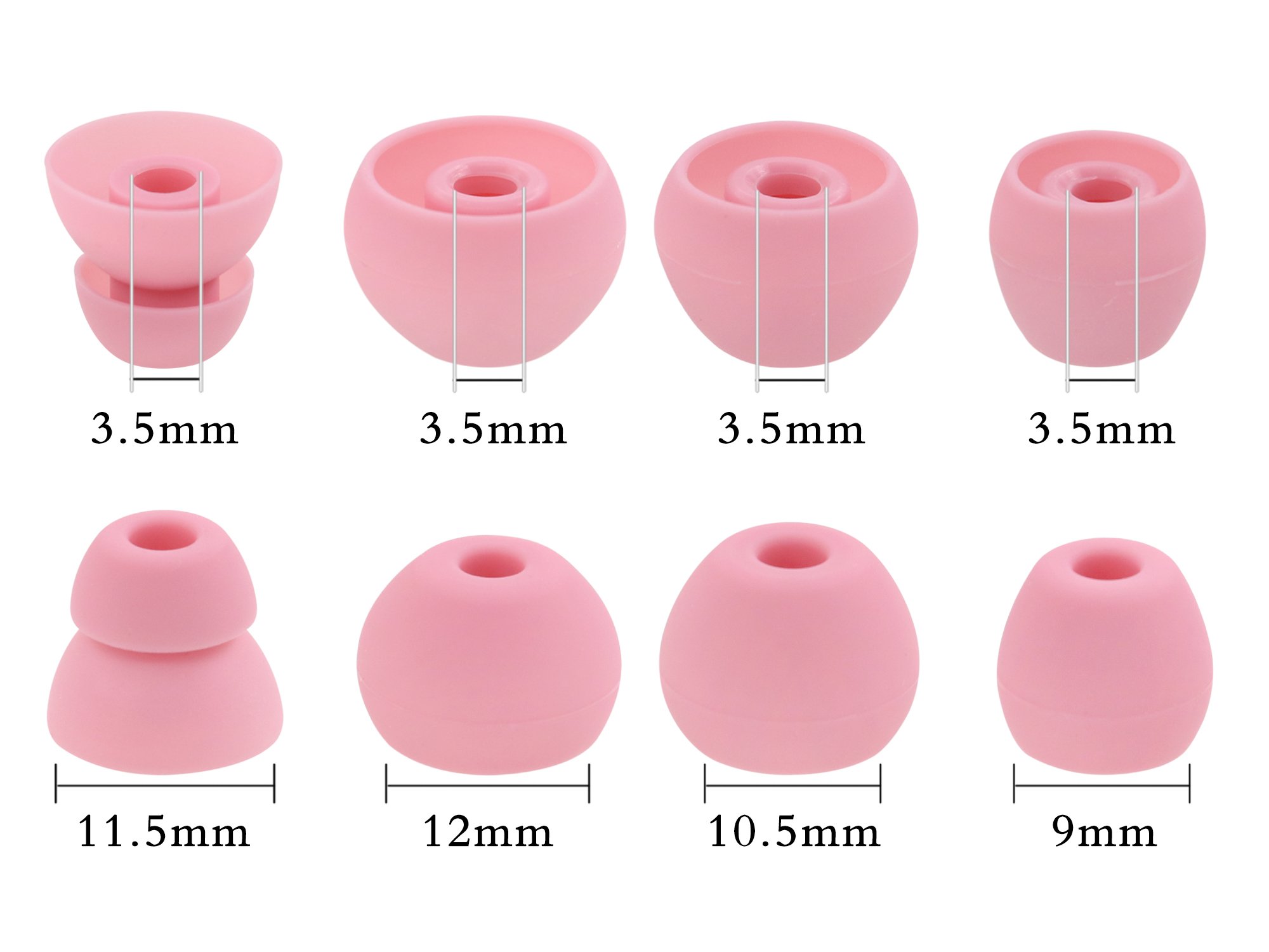 ALXCD Eartips Compatible with BeatsX in-Ear Earbuds, 8 Pair S/M/L & Double Flange Soft Silicone Earbuds Tips, Compatible with Beats by Dr. Dre BeatsX [8 Pair/Pink]