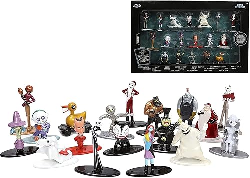 Jada Toys Disney Nightmare Before Christmas - Paquete de 18 figuras fundidas a presión de 1.65 pulgadas, juguetes para niños y adultos, color negro