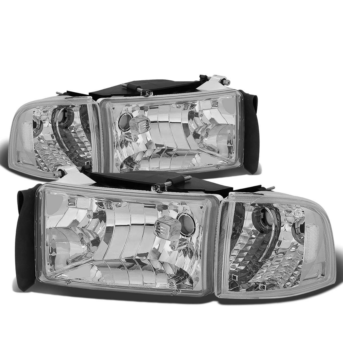 Photo 1 of DNA MOTORING HL-OH-DR944P-CH-CL1 Chrome Housing Headlights Replacement For 94-02 Ram Chrome OEM Style