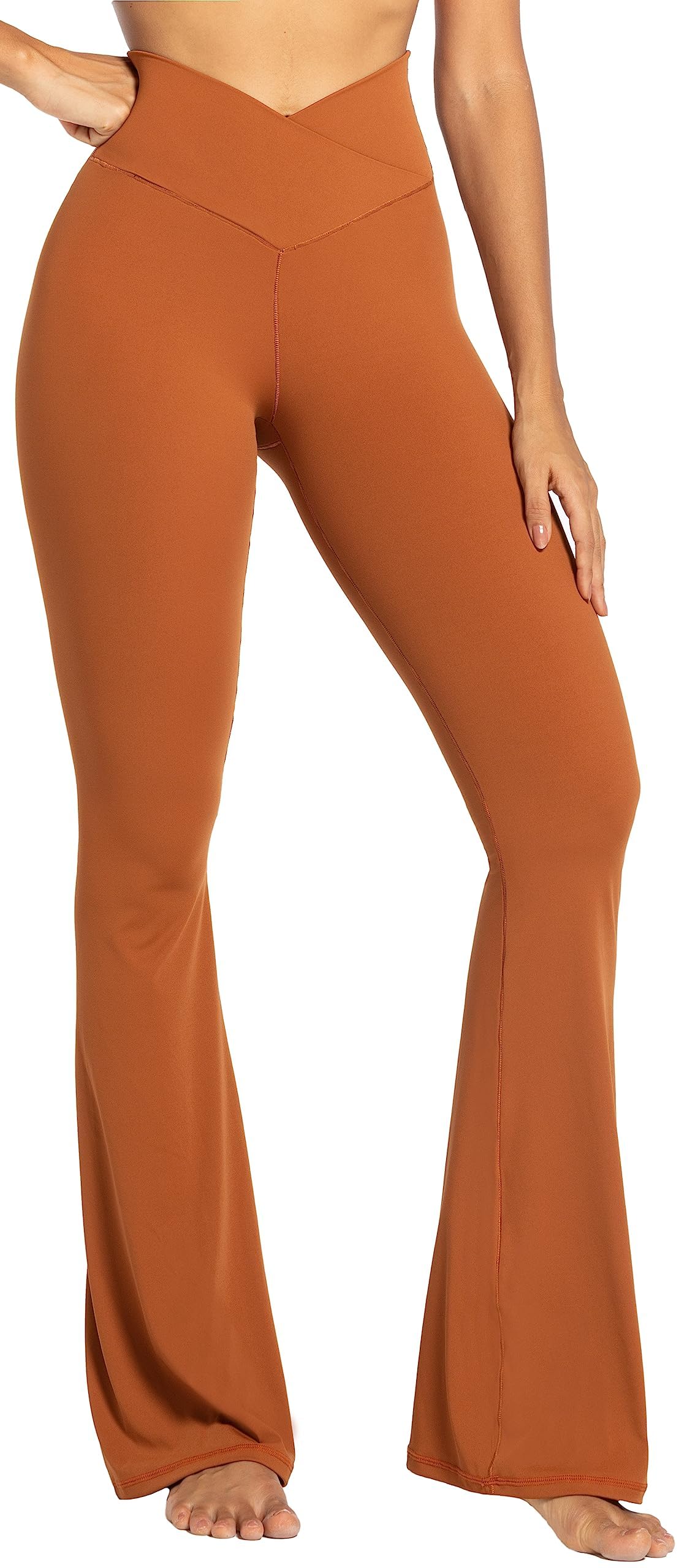 Sunzel Flare Leggings for Women, Crossover Yoga Pants with Tummy Control