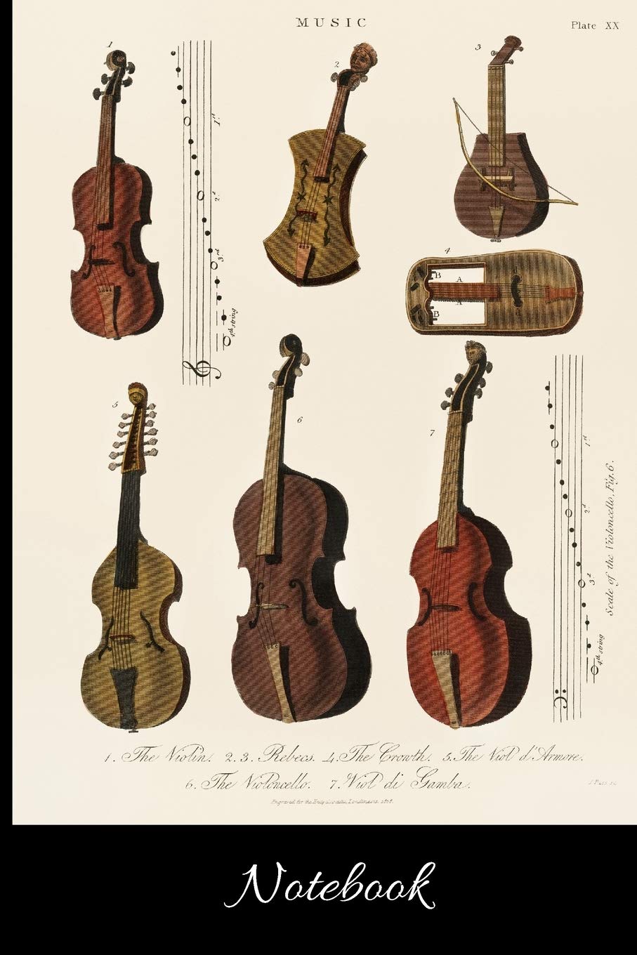 Notebook: Gift for Viola player, Viola Teacher, Vintage Viola, Antique (6" x 9" Lined Notebook, 110 Pages)