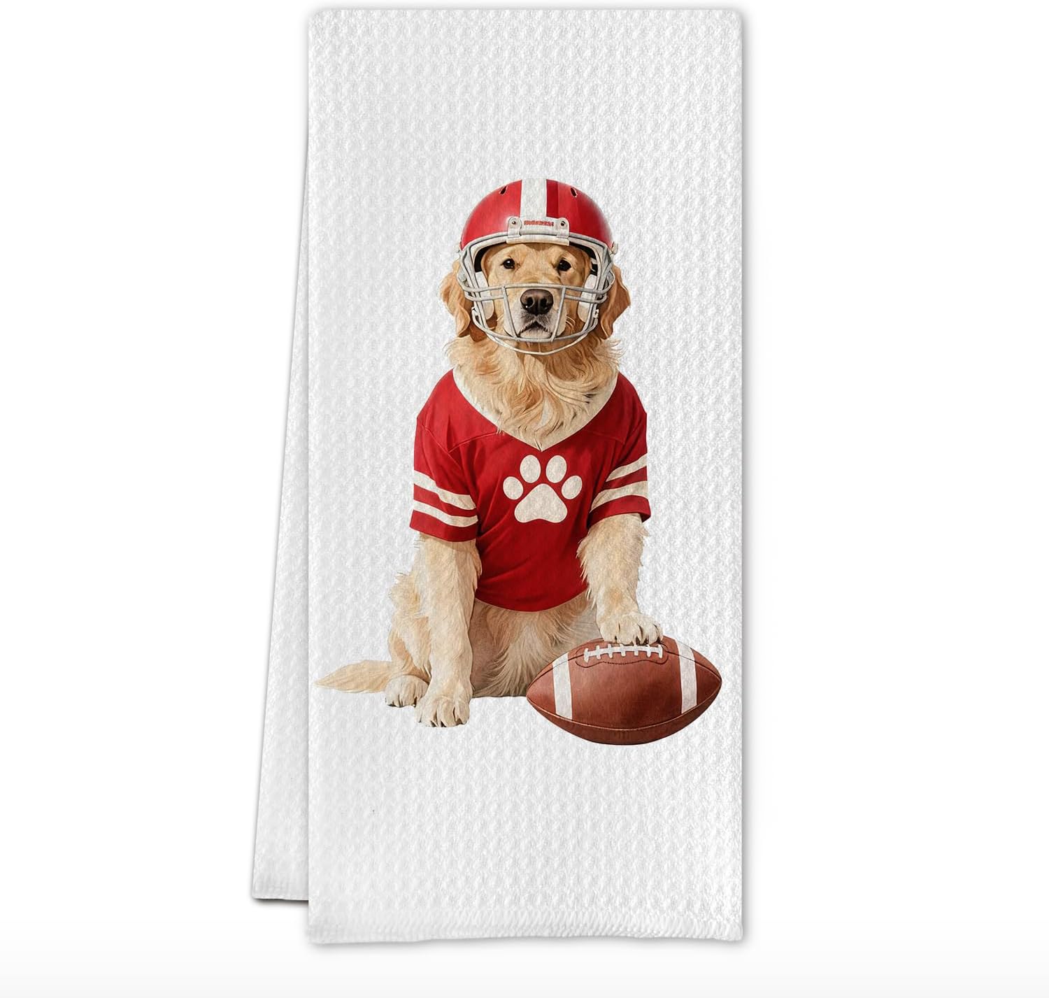 Funny Golden Retriever Football Kitchen Towels,Football Sports Golden Dog Dish Tea Towels Gifts for Women Men,Golden Retriever Decorative Hand Towel for Kitchen Bathroom,16x24 Inch