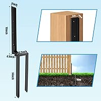 Vista 2 de Estacas de reparación de postes de acero resistente, 2 piezas de anclaje de poste de valla de doble punta de tierra para reparación de postes