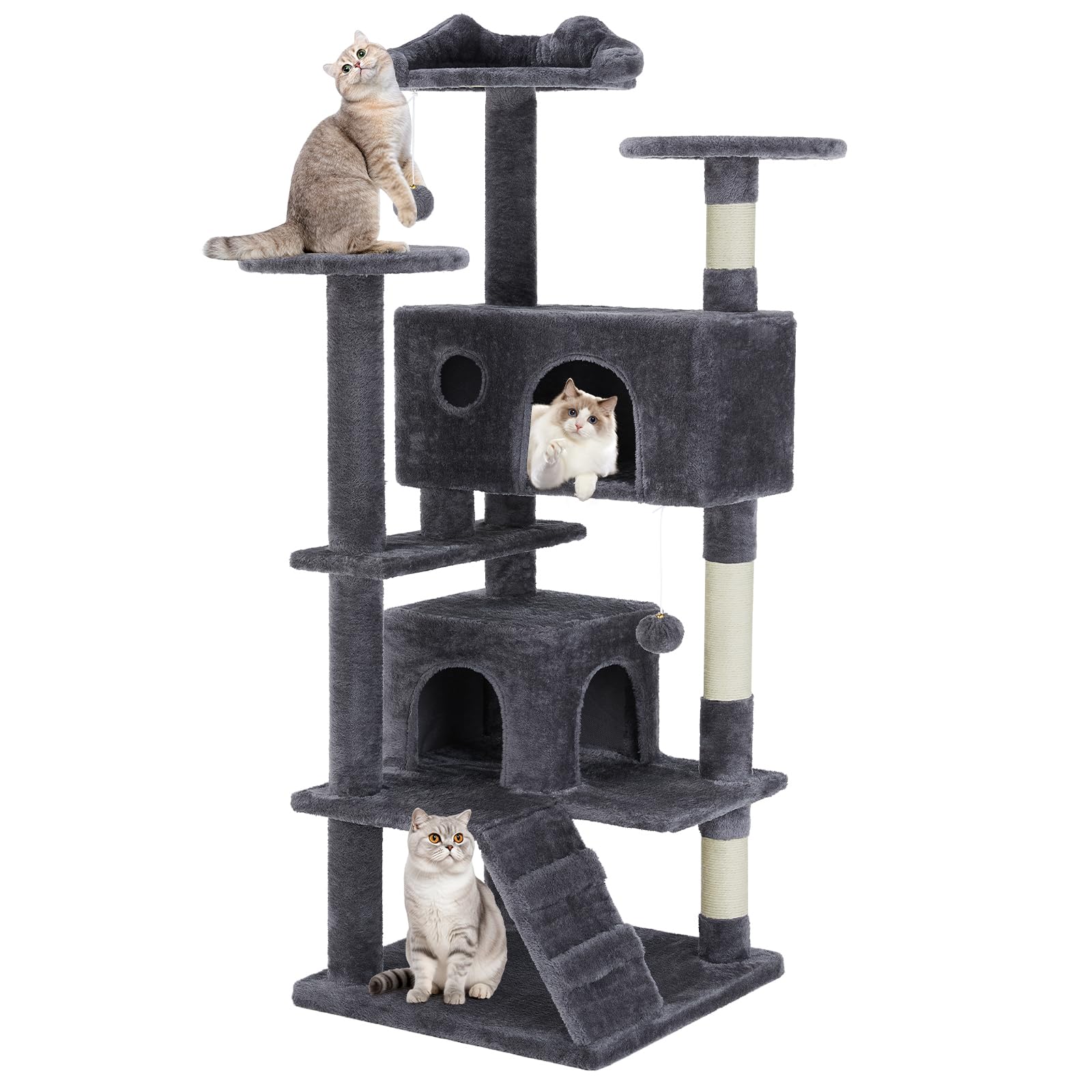 DUMOS 54 Inch Cat Tree Tower with Scratching Posts