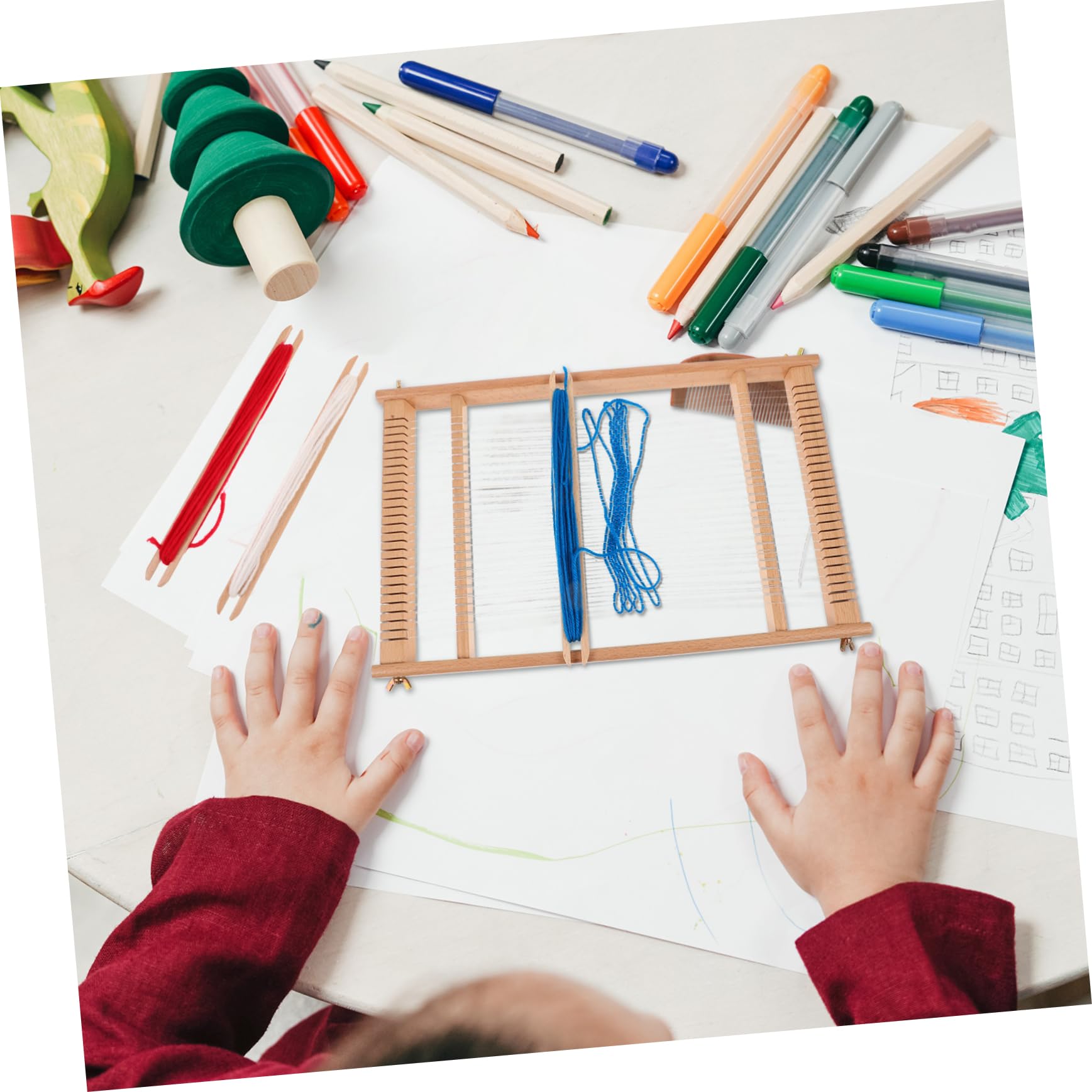 HOMSFOU Telar Artesanal De Madera Pequeño Marco De Principiantes Juguete De Bricolaje Para Manualidades y Aprendizaje Cognitivo