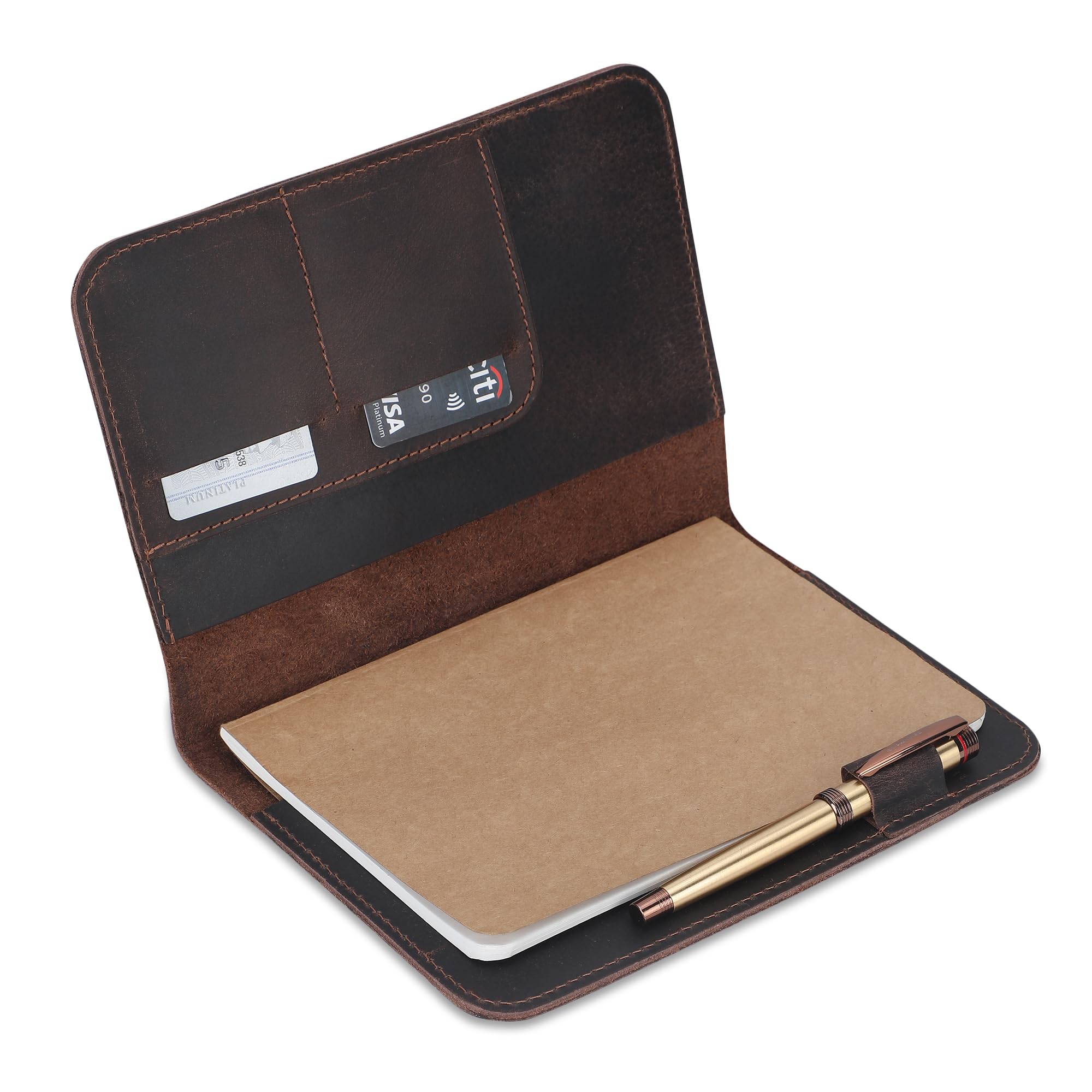 Funda de diario de cuero de 5.75 x 8.25 pulgadas, tamaño A5 mediana recargable, cuaderno de viaje encuadernado en cuero hecho a mano para escritores y viajeros, funda de cuero vintage,