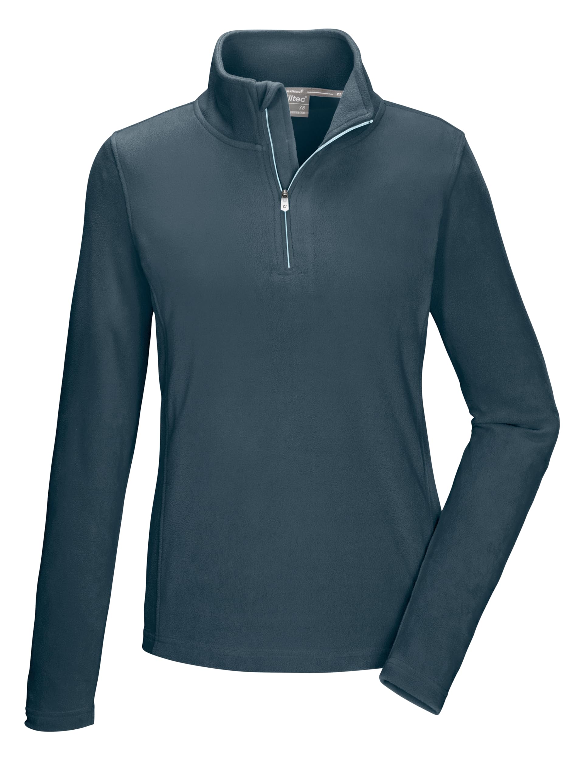 Killtec KSW 101 WMN FLC SHRT Women's Fleece Shirt with Stand-Up Collar and Zip, Light Petrol, 38, 40880-000