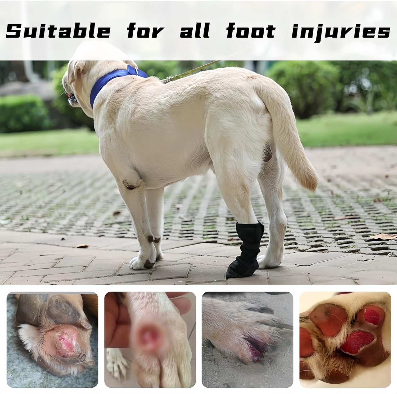 S-Size Dog Boots Paw Protector,Anti Slip Dog Socks Paws Stop Licking,D-og Leg Wound Cover,Waterproof Adjustable Do-g Leg Wound Protector,P-aw Protection,Do-g Sock for Injured P-aw,Small D-og Shoes 8