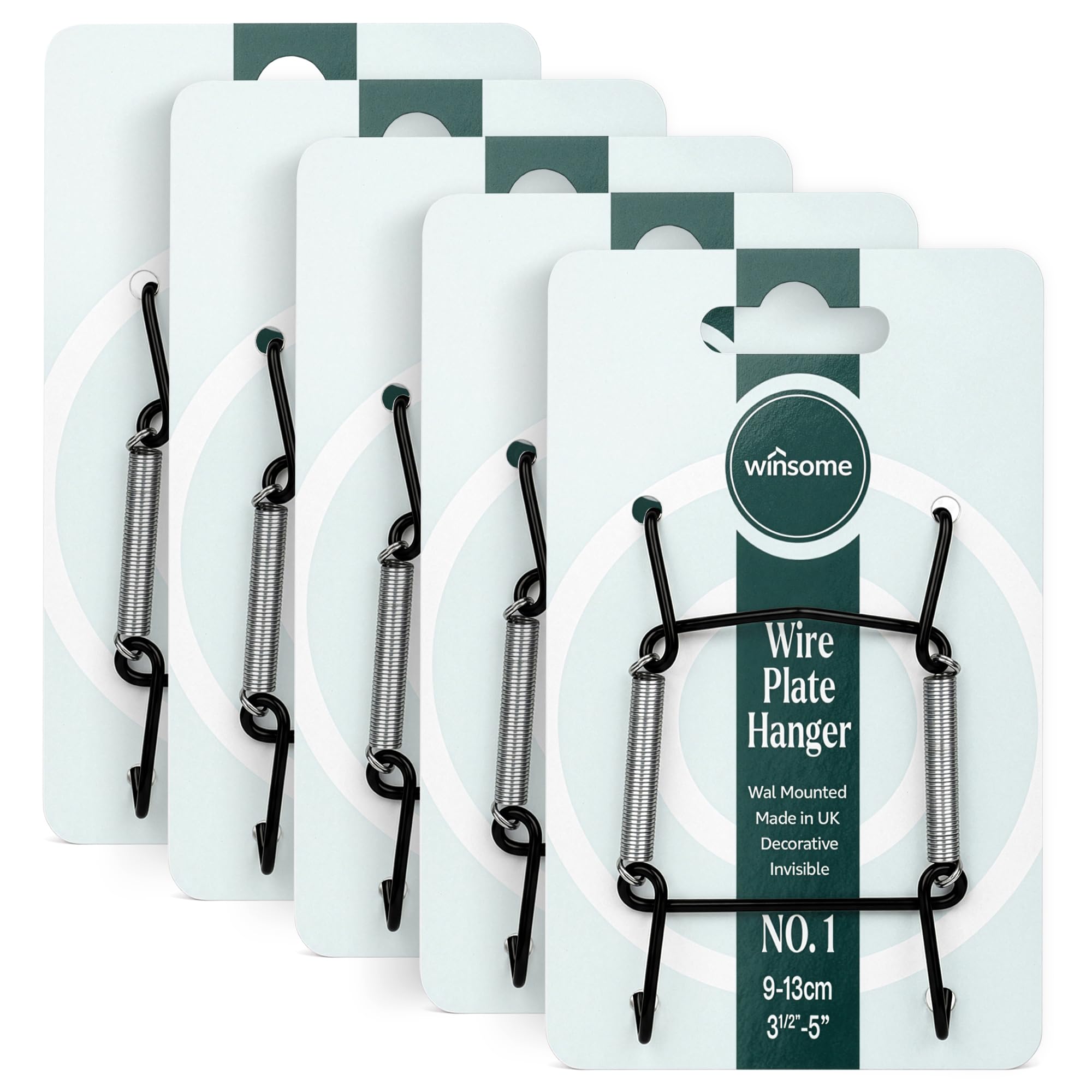 Invisible Plate Hangers for Wall | Decorative Dish Display Holders Hanging Wires Spring Hook Holder Fit to Hang on Wall (Black Plate Hanger) (for Plate 9 - 13 cm Wide - Pack of 5)
