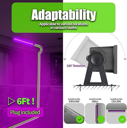 Miniatura 5 de Barra de luz LED negra de 42 W, barra de luz negra impermeable IP66 con cable de 6 pies + enchufe + interruptor, luces negras para fiesta brillante,