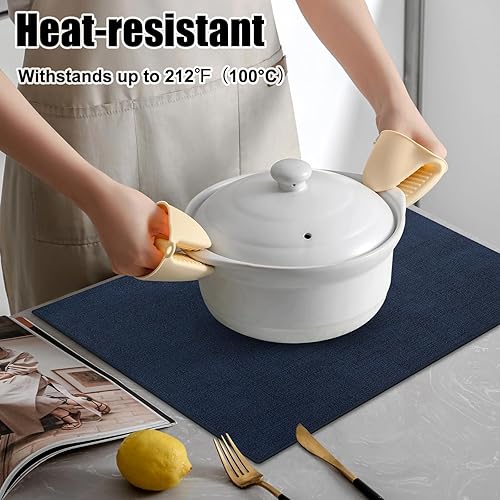 Miniatura 2 de Homaxy Juego de 6 manteles individuales de piel sintética resistentes al calor para mesa de comedor, impermeables, lavables, lavables, fáciles de