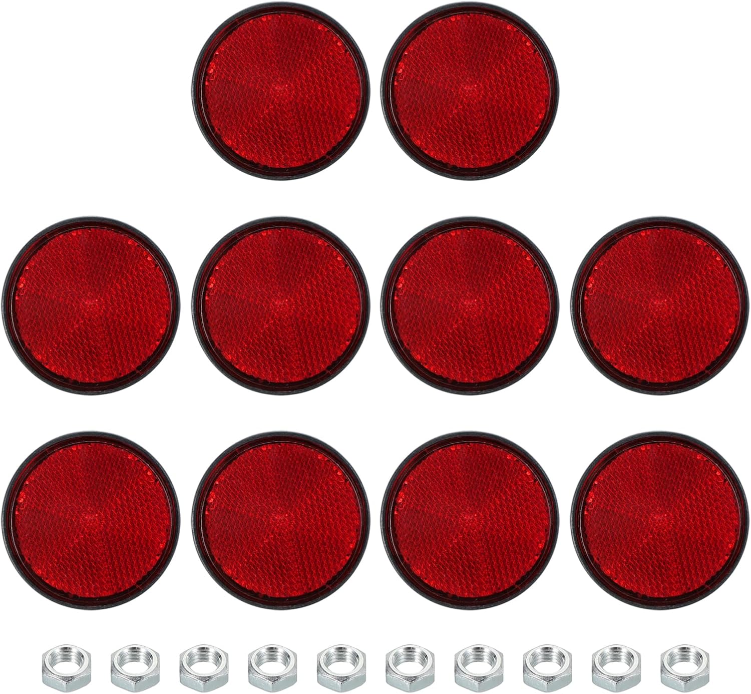 PATIKIL Round Rear Reflectors, 10 Pcs Safety Reflective Warning Reflector Plastic Universal Motorcycle Reflector with M6 Screw Mount for Car Motorcycle Trailer Bike Bicycles Dirt, Green