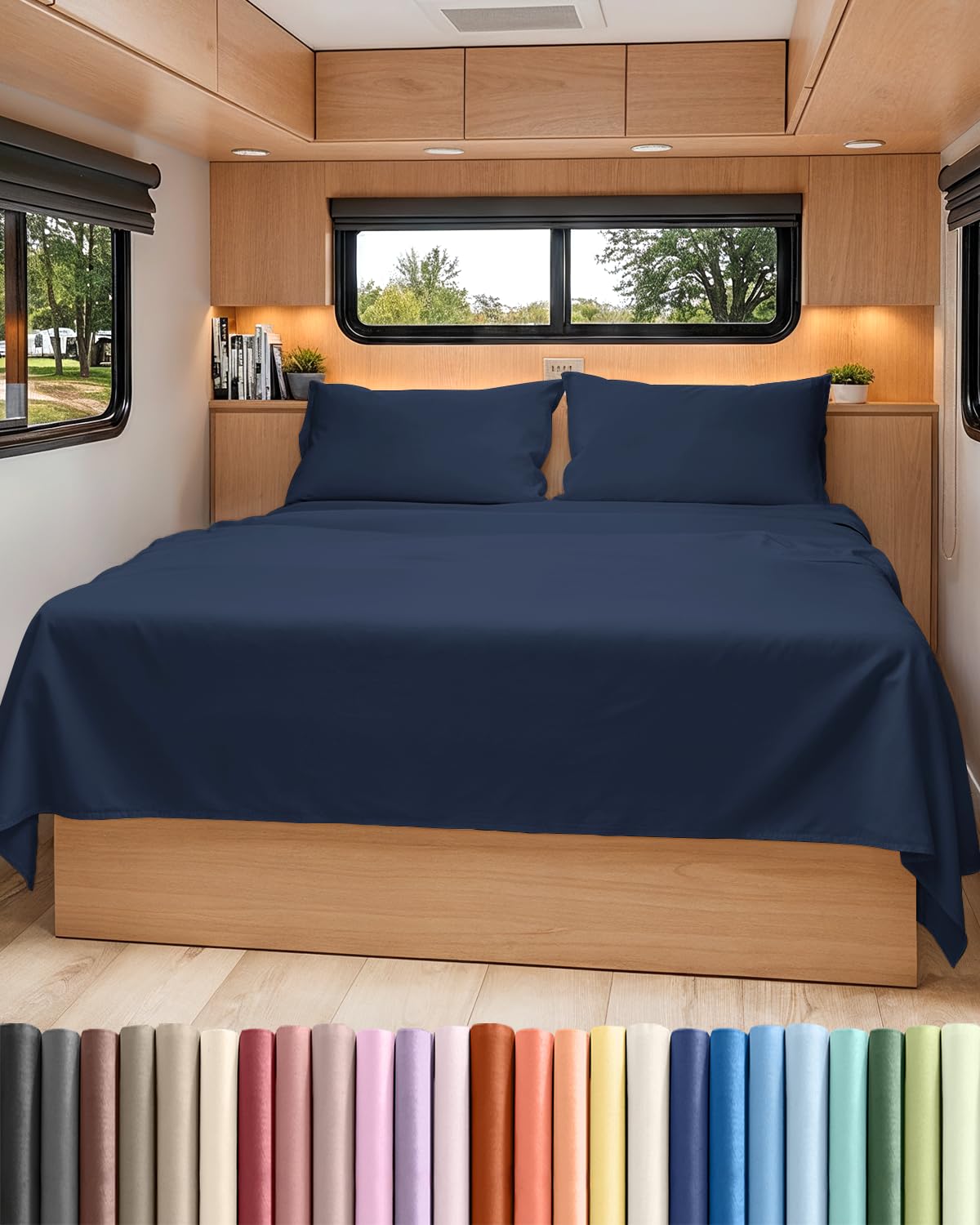 RV Short Queen Sheet Set 60 X 75 - 4 Piece RV Short Queen Bed Sheets - Soft, Breathable & Cooling - Designed for Bunks, Trailers & Camper - Fits 8” to