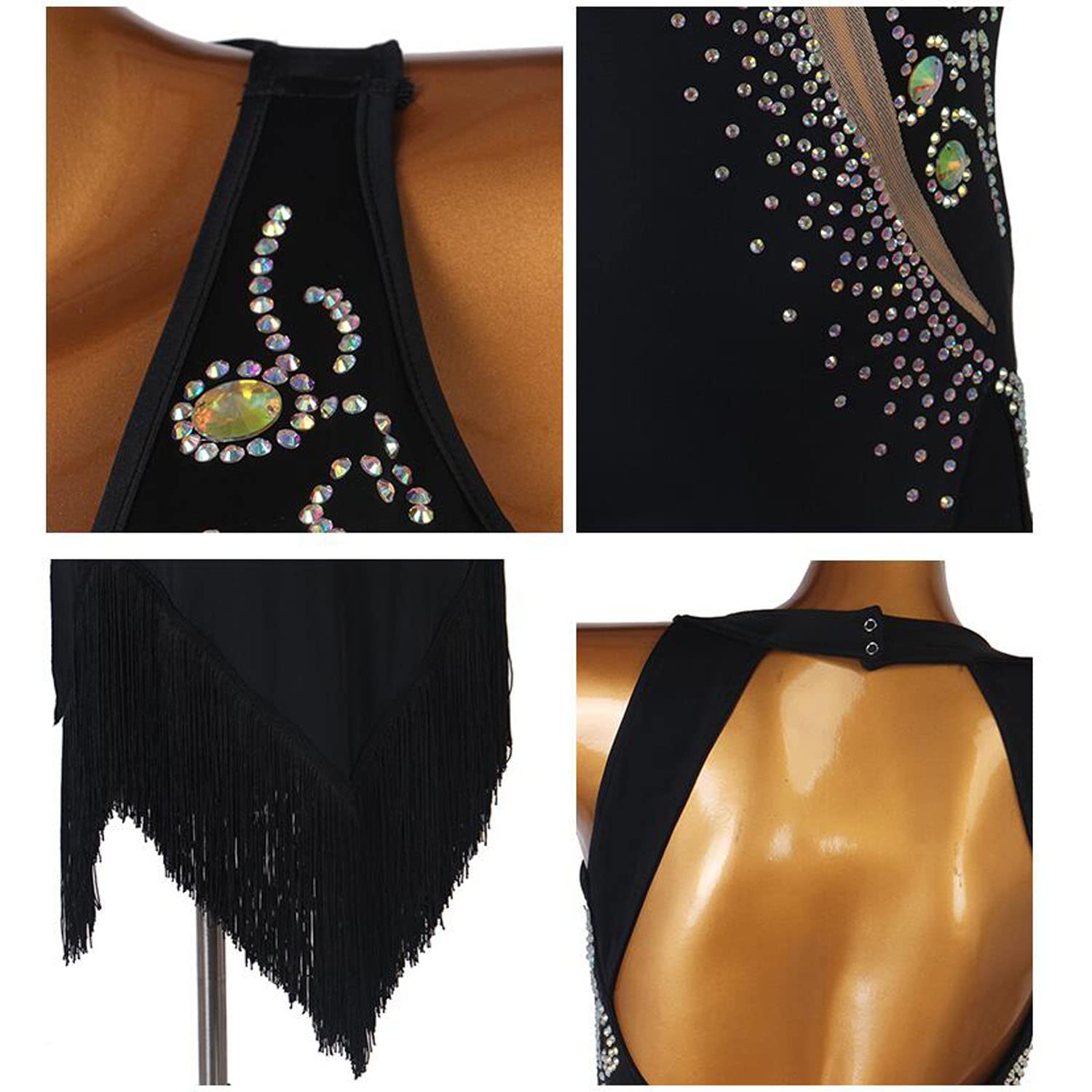 Gonne da Ballo Latino con Nappe Abbigliamento da Ballo da Sala con Spacchi da Donna Gonna da Competizione per Tango Cha Cha Abiti da Salsa Professionali