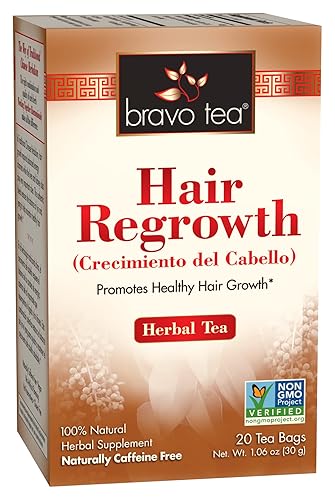 Bravo Tea Té de hierbas para el crecimiento del cabello, sin cafeína, 20 bolsas de té