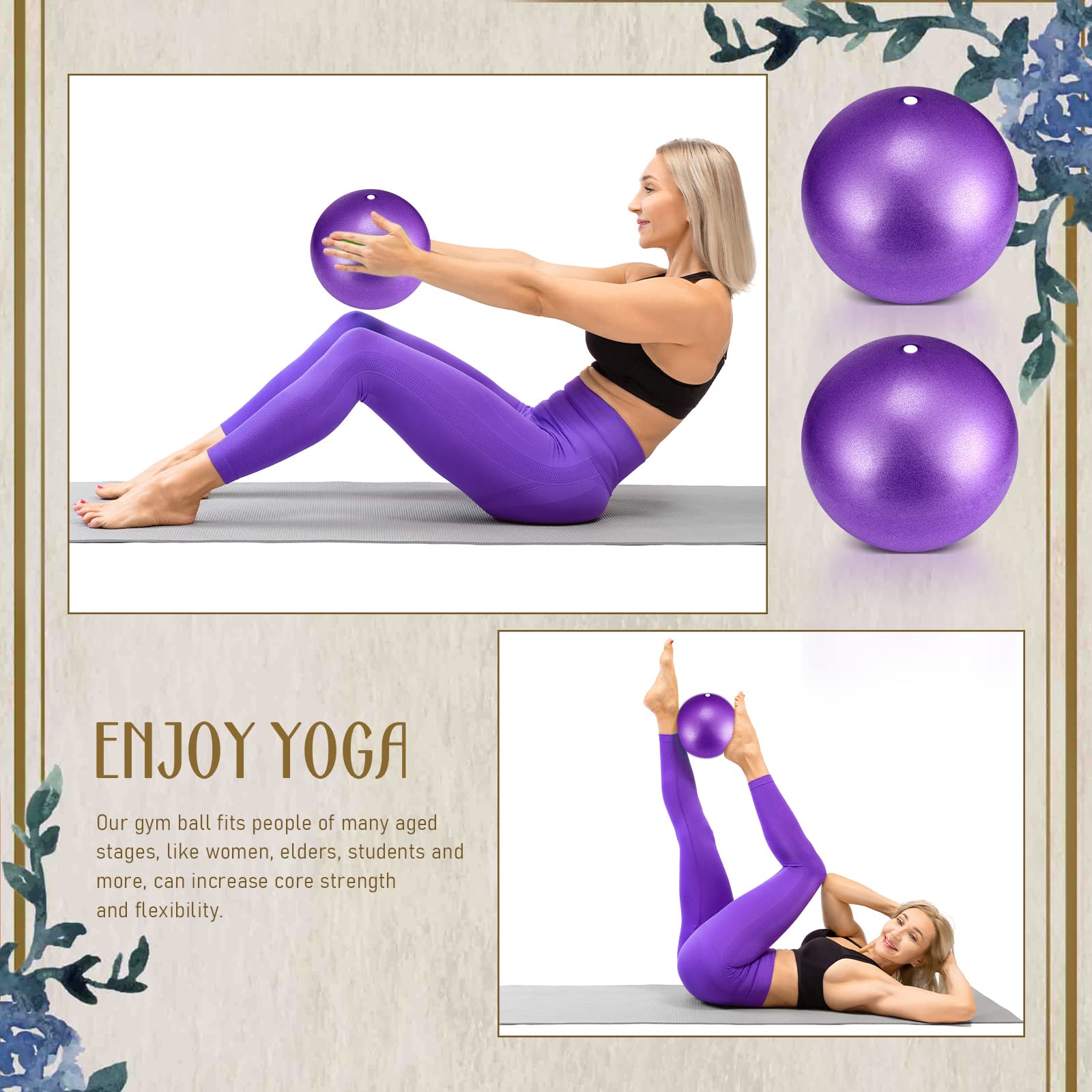 Hungdao 24 Pcs Small Pilates Ball 9 Inch Exercise Ball for Yoga Classroom Core Ball Barre Ball for Aerobics Classes Yoga Ball for Bender Training Physical Therapy Balance Stretching