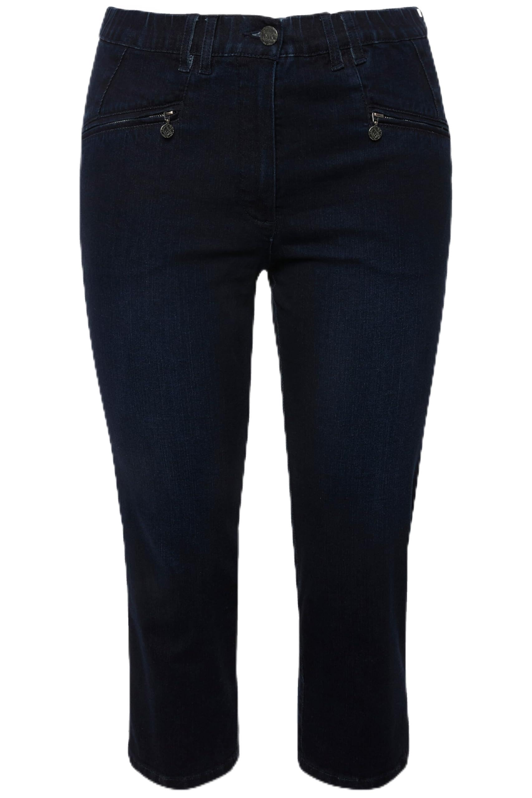 Ulla Popken Damen große Größen Übergrößen Plus Size Hose Mony, wadenlang, Zipptaschen, Stretch 803014