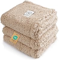 luciphia 3 Pack Soft Sherpa Fleece Pet Blankets for Dogs Cats - Fluffy Calming Throws Small 23x16 Beige Puppy Bedding