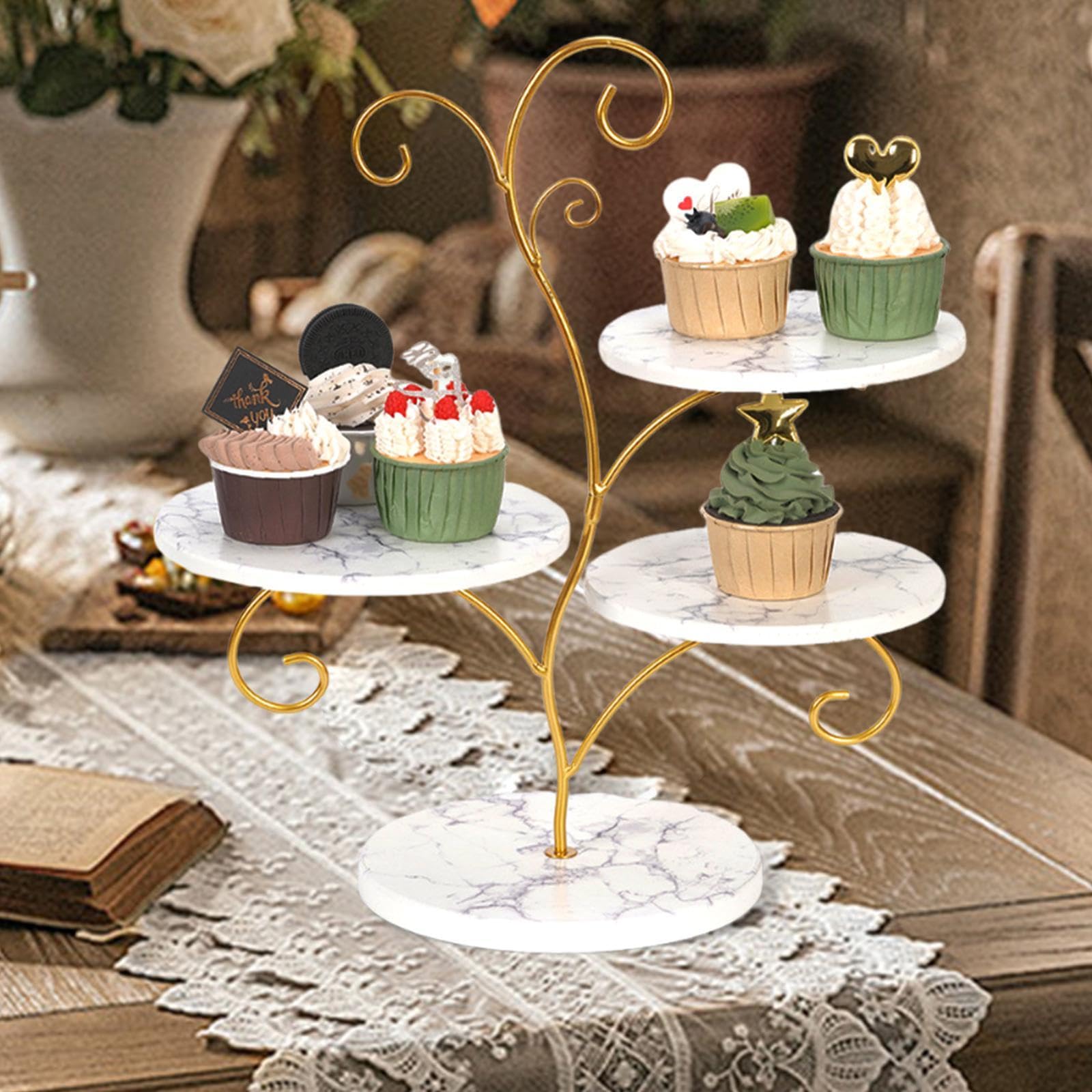 Badiman 4 Tier Cupcake Stand Display Rack for Treats and Snacks for Events