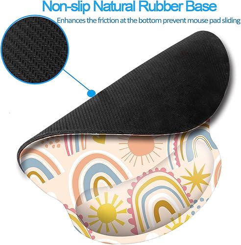 Miniatura 5 de Alfombrilla de espuma viscoelástica para mouse con soporte de muñeca, cómoda alfombrilla acolchada de 9 x 10 pulgadas para mouse de escritorio