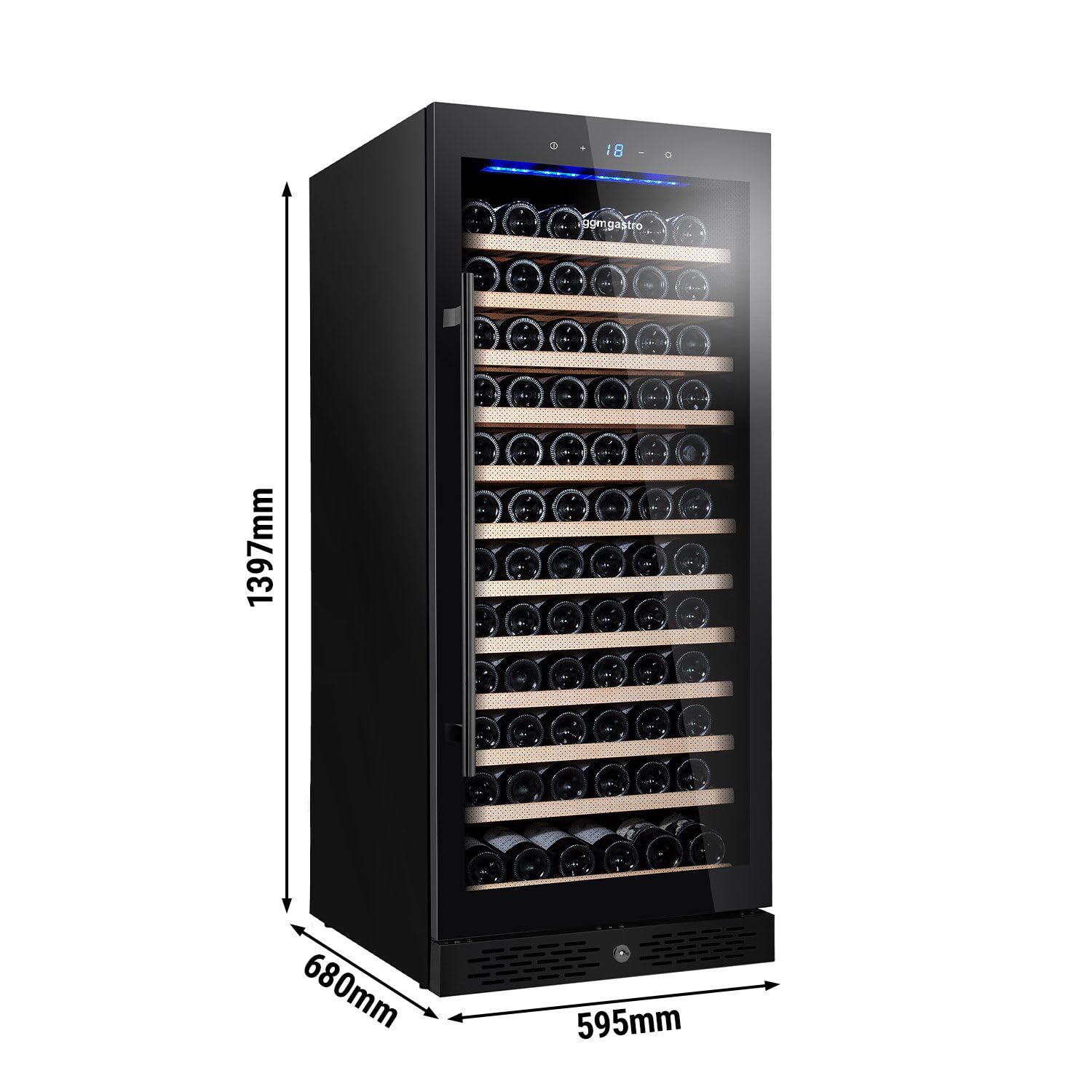 GGM Gastro Weinkühlschrank ECO 322L 127 Flaschen | Präzise Temperatursteuerung, abschließbare Tür, stimmungsvolle LED-Beleuchtung, ideal für die professionelle Weinlagerung