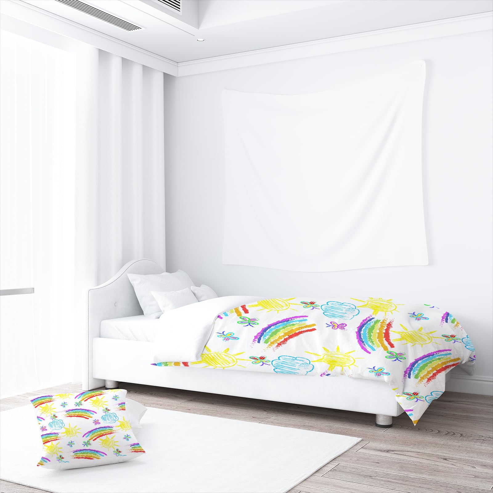 PORJDN Rainbow Girls' Children's Bedding Set, Pillowcase 90 x 190 cm, Duvet Cover 40 x 60 cm - Image 3