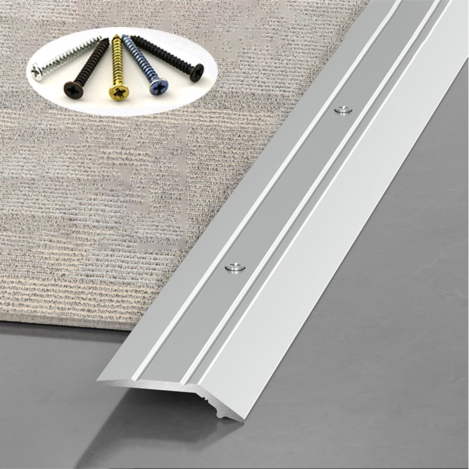 Cubrecantos Tira de Borde con Clavos de Tornillo, Protector de Borde de Alfombra, Barra de Transición de Aluminio del Piso Desigual de Las Puertas, Azulejos Vinilo Laminado Madera Brecha Cubierta (Co