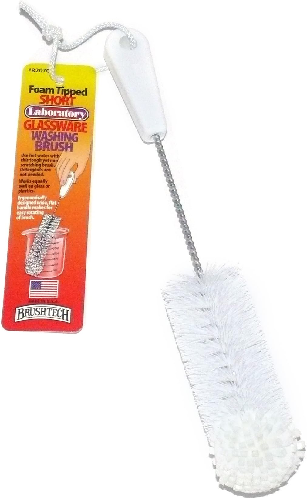 Brushtech Foam-Tipped Short Laboratory Glassware Brush B207C
