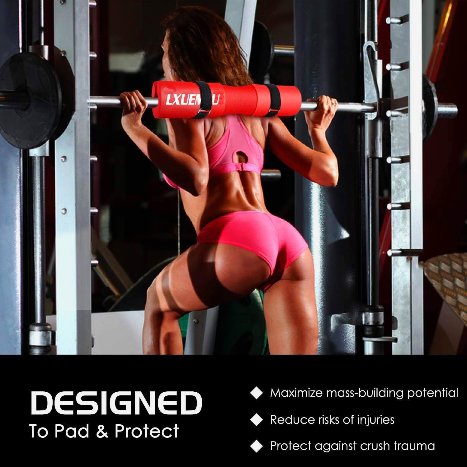 Barbell Pad Squat Pad for Squats, Lunges and Hip Thrusts - Foam Sponge Pad for Standard and Olympic Bars - Provides Relief to Neck and Shoulders While Training