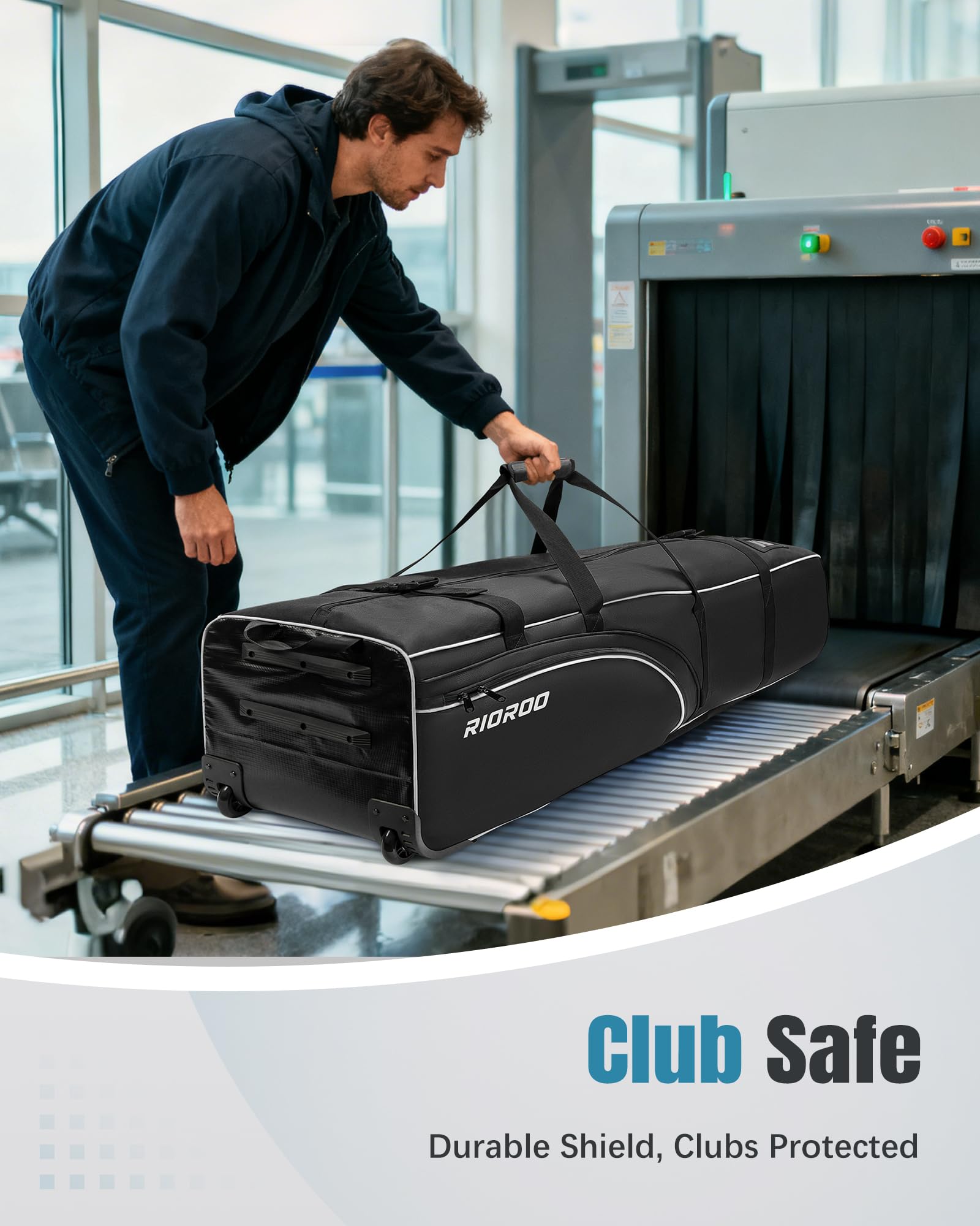 Sac de Voyage de Golf avec roulettes Oxford Robuste, résistant à l’Usure et étanche Étui de Sac de Voyage Durable et rembourré pour Les Clubs, Facile à Transporter ou à Rouler