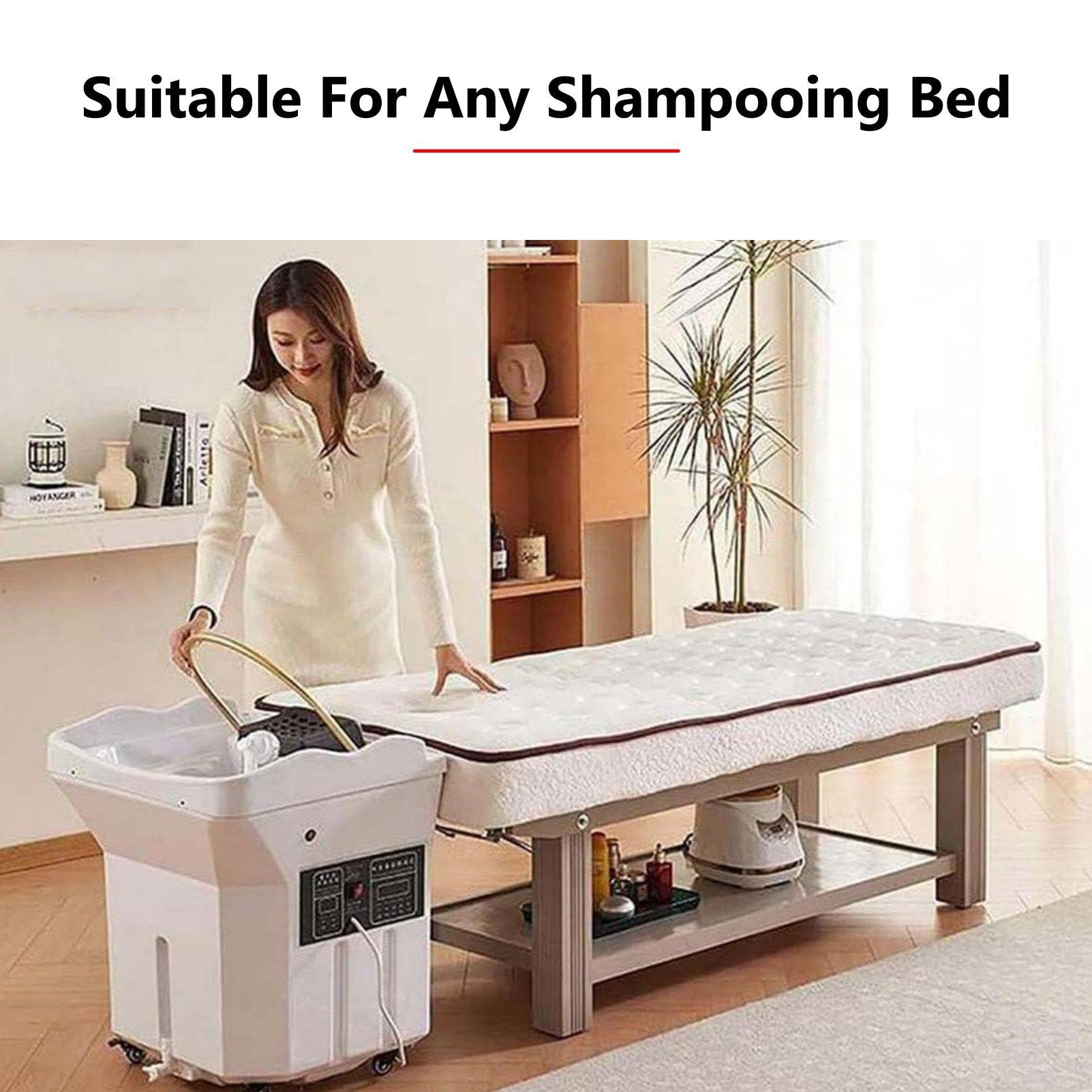 Japanische Head-Spa-Ausrüstung Mobiles Shampoo-Becken für Massage-Shampoo-Bett mit 60-l-Wassertank 4 Universalräder Shampoo-Becken All-in-One-Shampoogerät,Standard