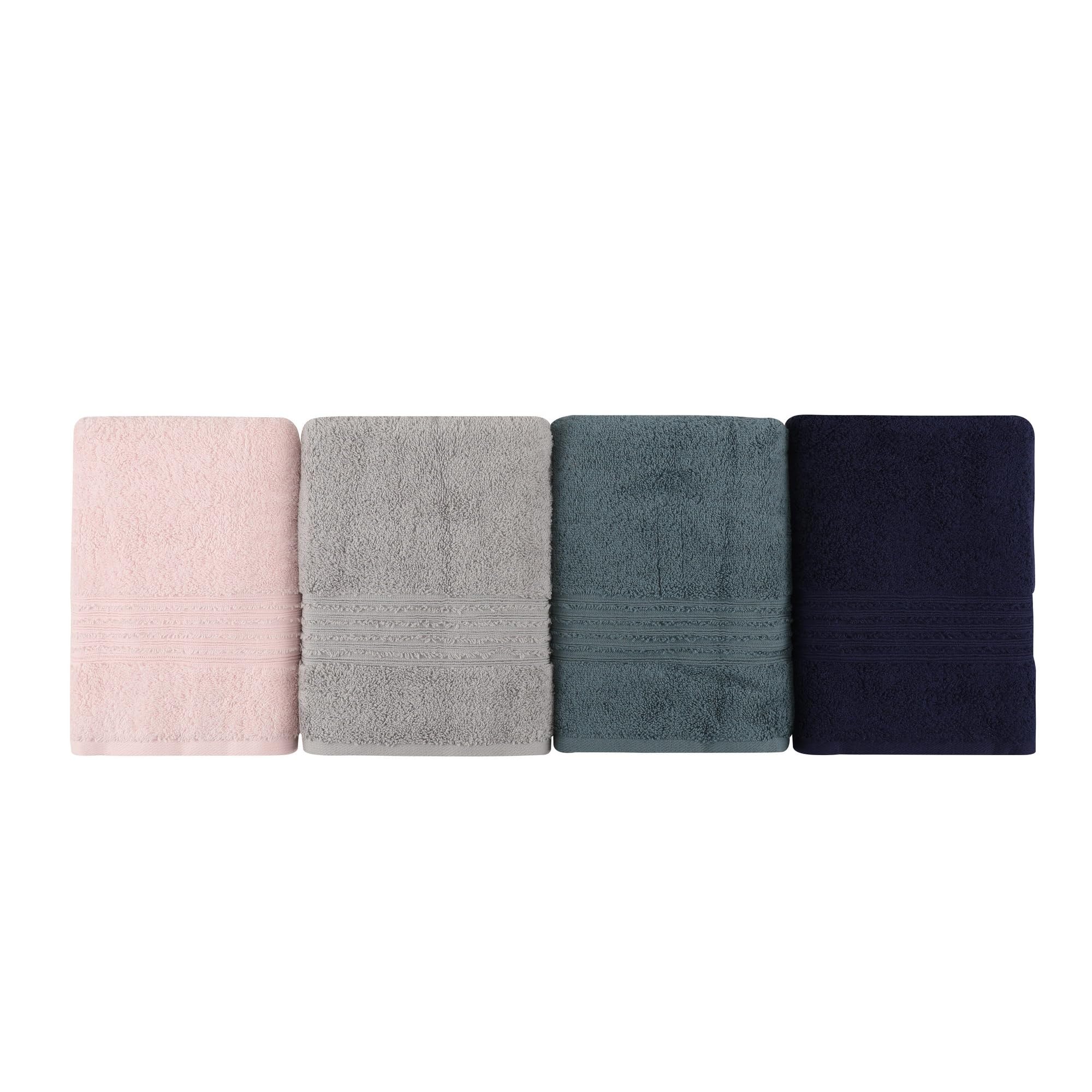 WELL HOME MOBILIARIO & DECORACIÓN Hand towel set (4 pieces) grey, dark blue, pink and blue, Grey Dark Blue Pink Blue, 50x90 - Image 3