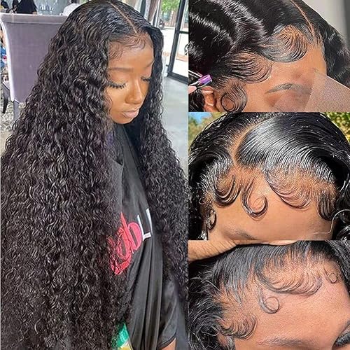 MSBEAUTY Pelucas de cabello humano ondulado profundo con encaje frontal para mujeres negras HD 13x4 peluca rizada con encaje frontal de 150 de