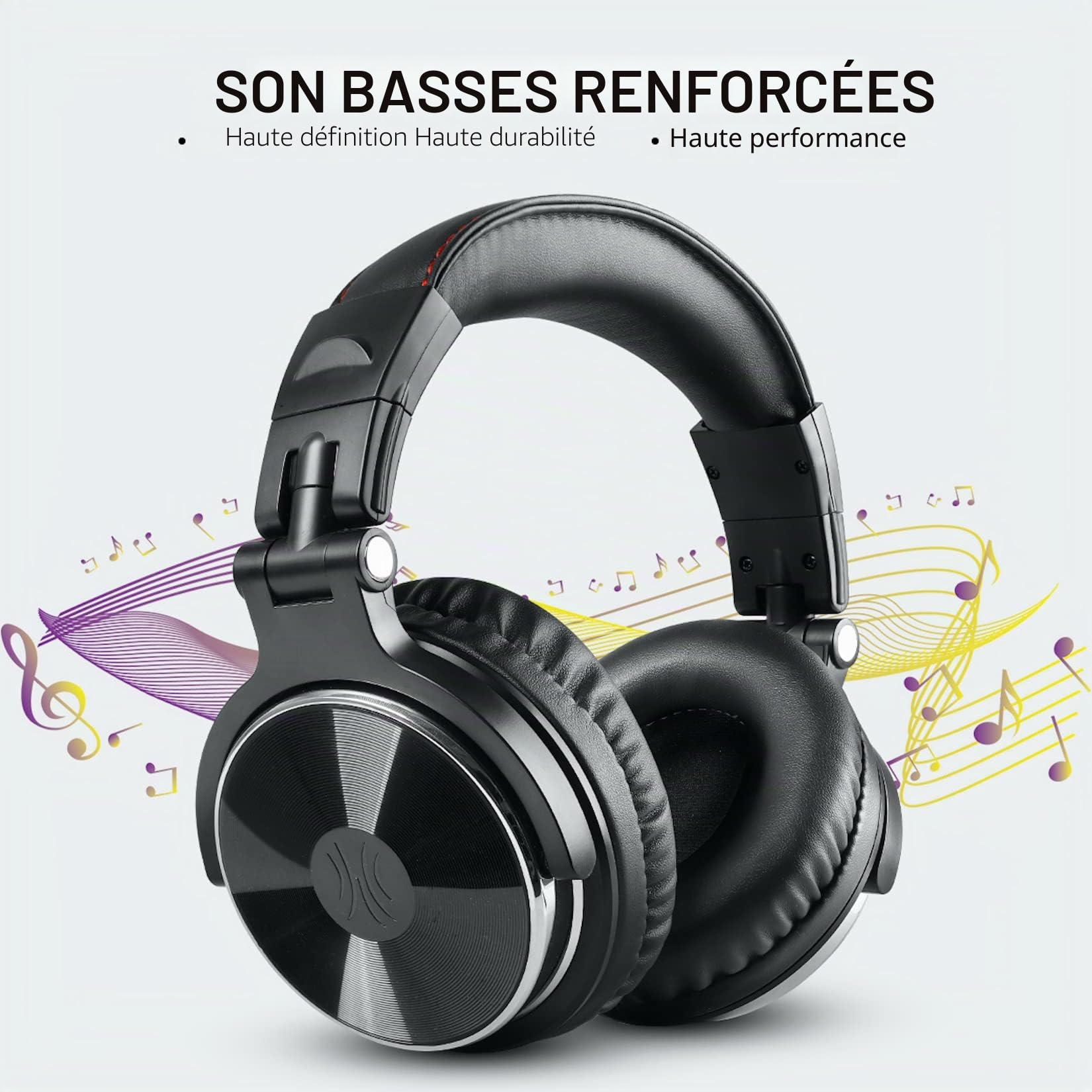 OneOdio Pro10 Casques et écouteurs, Casque Audio Studio Professionnel, Casque Filaire, Casque de Monitoring, Son Parfait pour Synthétiseur PC TV Tablette Smartphone (PRO10, Noir foncé)