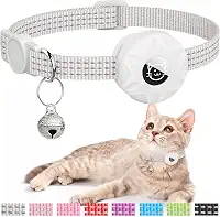 Coleira para gatos Apple AirTag, coleira rastreadora GPS com recurso de separação, leve e refletiva, adequada para gatos, gatinhos e filhotes (branca)